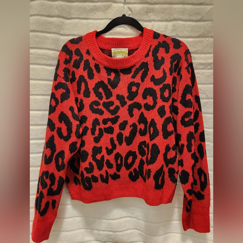 Yummy Sweater Co red leopard print sweater